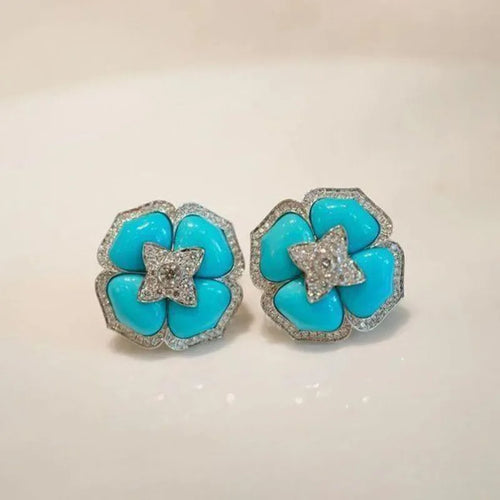 Intimate Turquoise Flower Earrings