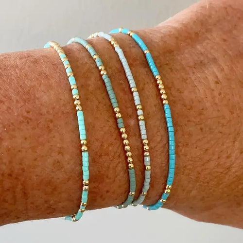 Subtle Turquoise Beaded Bracelet Set