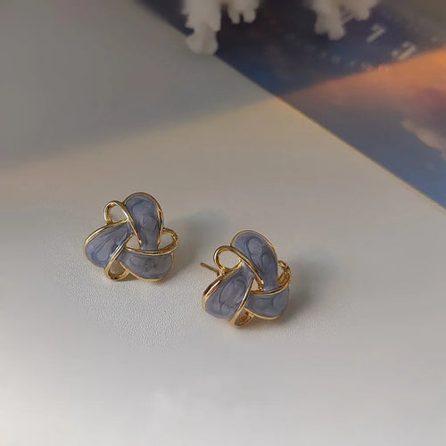 Elegant Vintage Purple Enamel Earrings