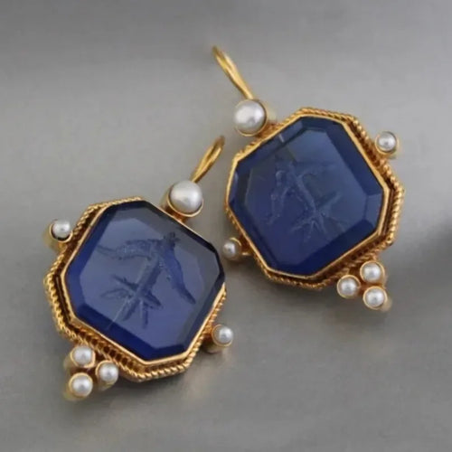 Pearl Geometric Drop Earrings