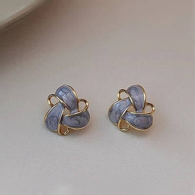 Elegant Vintage Purple Enamel Earrings