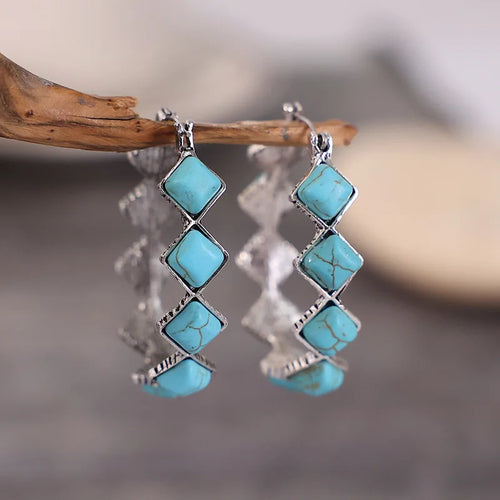 Vintage Turquoise Hoop Earrings