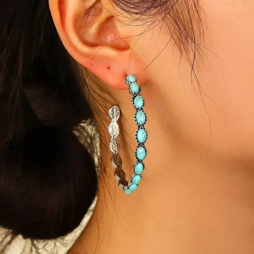 Chic Turquoise Circle Earrings