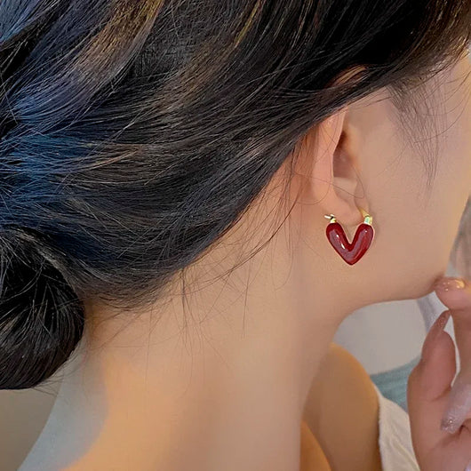 Graceful Heart Hoop Earrings