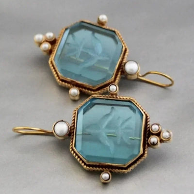 Pearl Geometric Drop Earrings