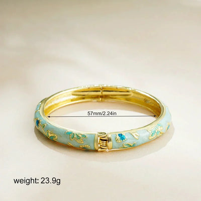 Elegant Vintage Floral Cloisonné Bangle