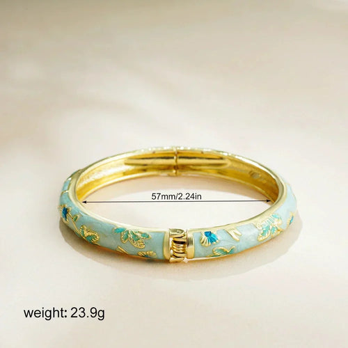 Elegant Vintage Floral Cloisonné Bangle