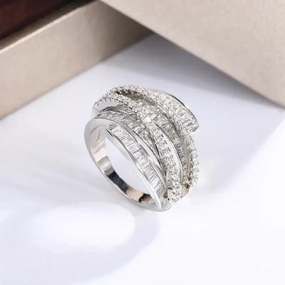 Polished Adjustable Silver Zircon Ring