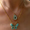 Beautiful Layered Necklace Set with Butterfly and Teardrop