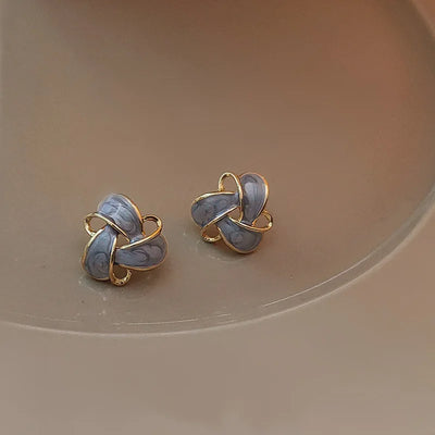 Elegant Vintage Purple Enamel Earrings