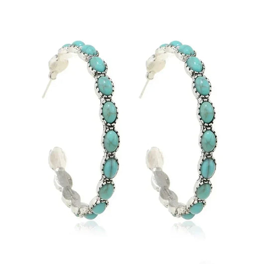 Chic Turquoise Circle Earrings