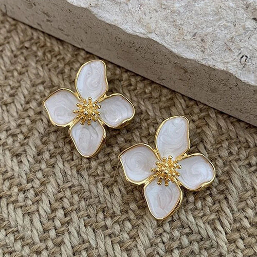 Elegant White Flower Earrings