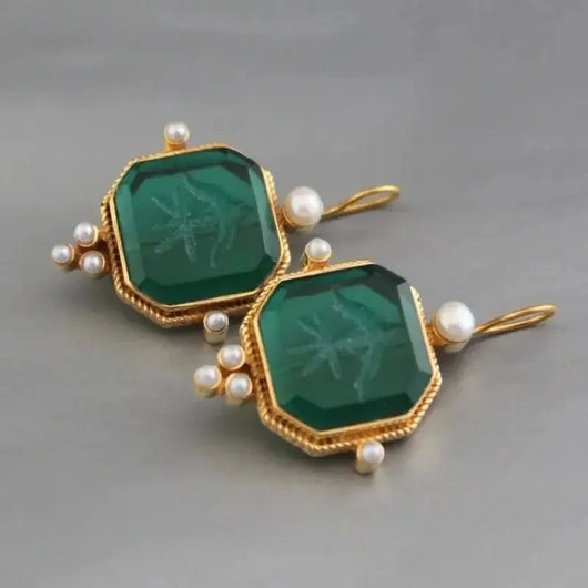 Pearl Geometric Drop Earrings
