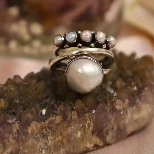 Pearl Stacking Rings Set