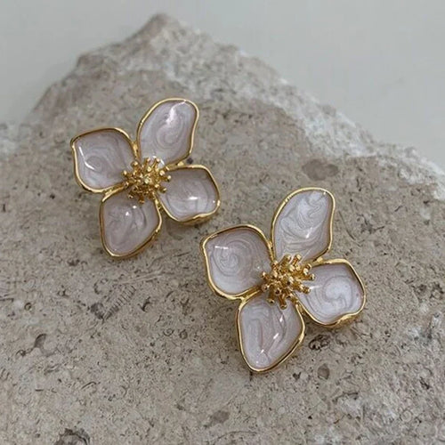 Elegant White Flower Earrings