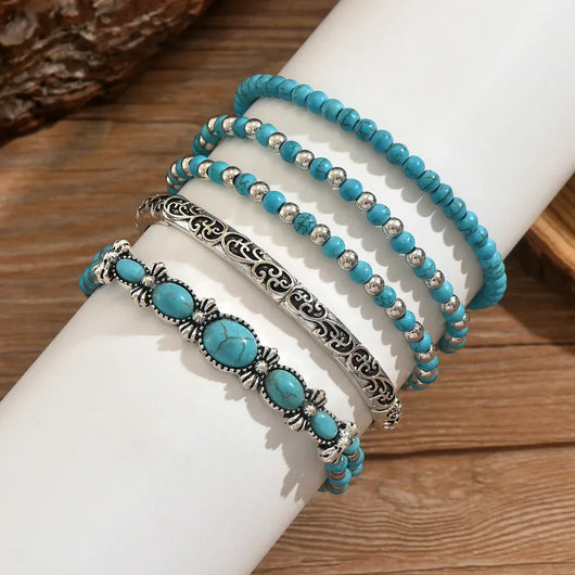 Premium Turquoise Beaded Bracelet Set