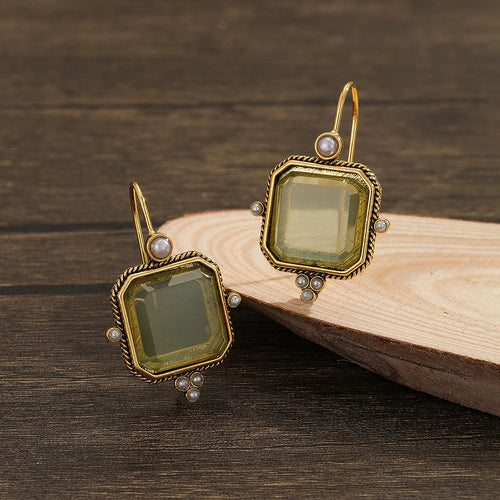 Pearl Geometric Drop Earrings