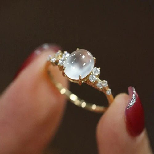 Moonstone Diamond Ring