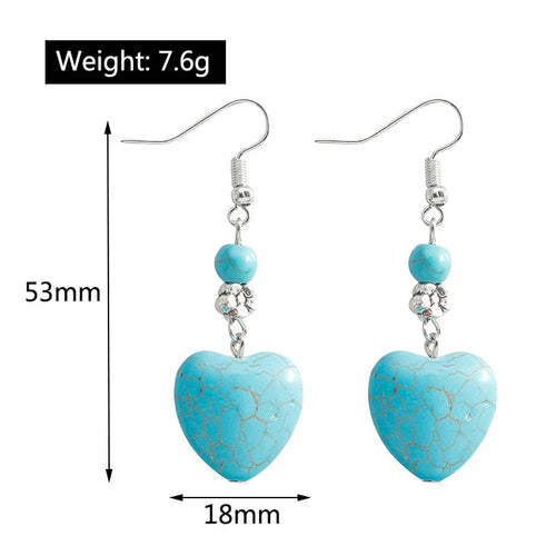Refined Turquoise Heart Earrings