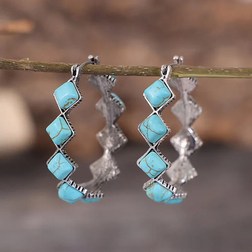 Vintage Turquoise Hoop Earrings