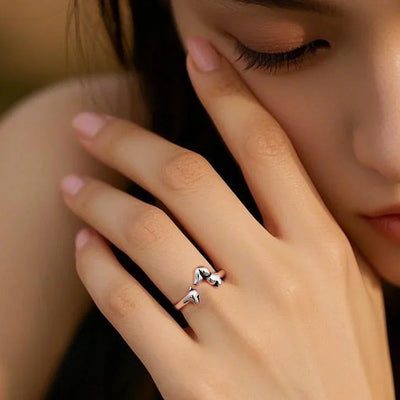 Silver Dachshund Hug Ring