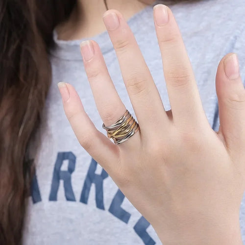 Captivating Multilayer Cross Band Ring