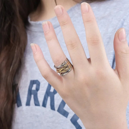 Captivating Multilayer Cross Band Ring