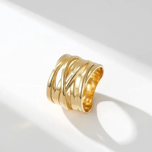 Captivating Multilayer Cross Band Ring
