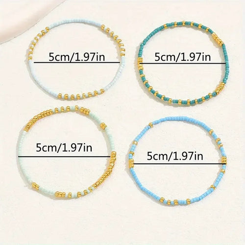 Subtle Turquoise Beaded Bracelet Set