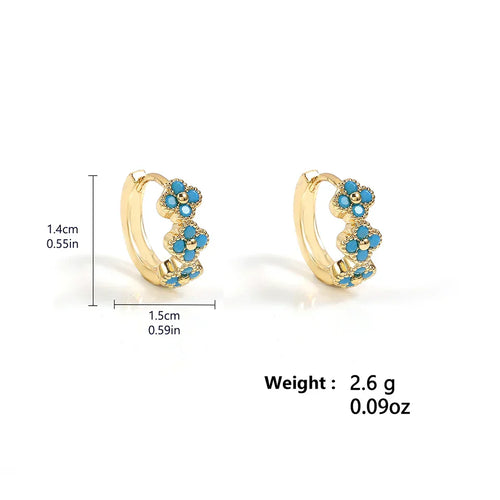 Turquoise Flower Hoop Earrings