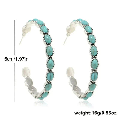 Chic Turquoise Circle Earrings