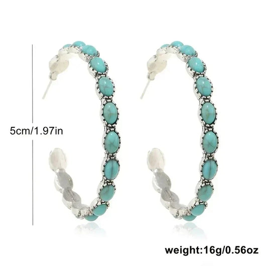 Chic Turquoise Circle Earrings