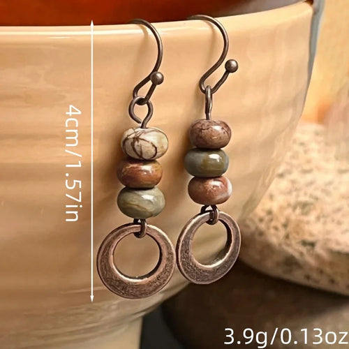 Natural Stone Hoop Earrings