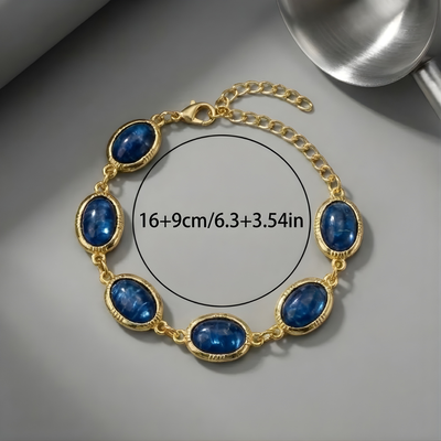 Charming Blue Stone Gold Bracelet
