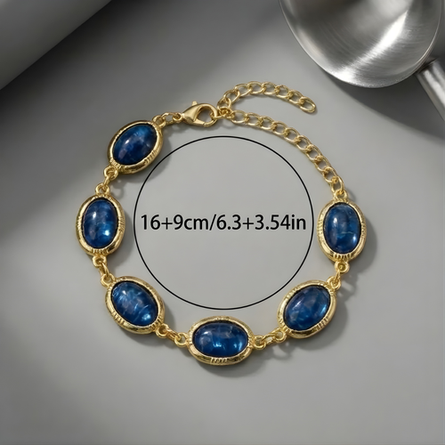 Charming Blue Stone Gold Bracelet
