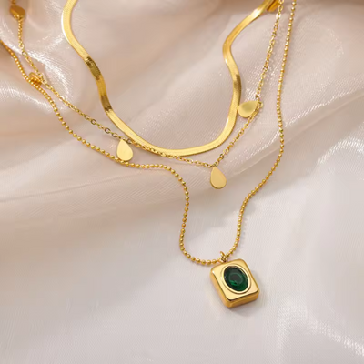 Mystic Layered Emerald Necklace