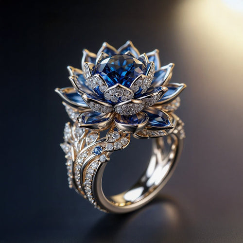 Sapphire Lotus Blossom Ring