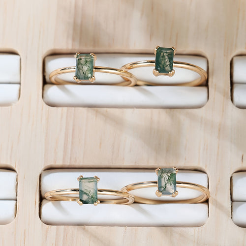 Natural Moss Emerald Ring