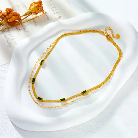 Lucia Double-Layer Emerald Necklace