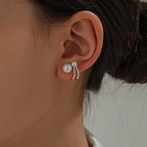 Double Pearl Statement Earrings