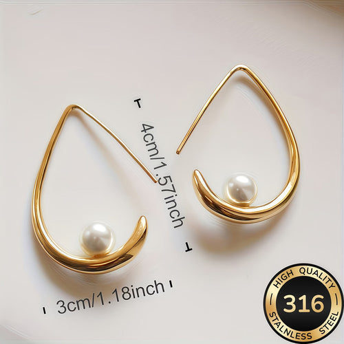 Crescent Pearl Hoop Earrings
