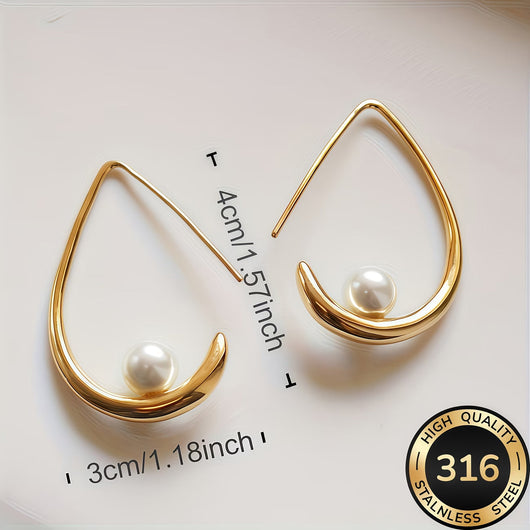 Crescent Pearl Hoop Earrings