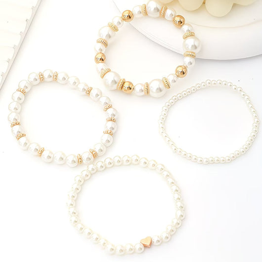 Pearl Stacking Bracelet Set of 4