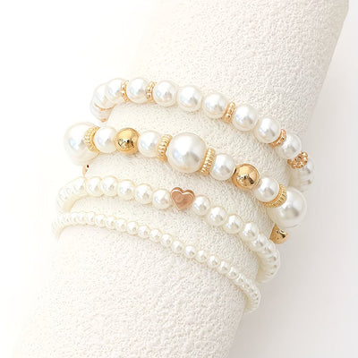 Pearl Stacking Bracelet Set of 4
