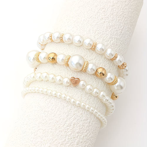 Pearl Stacking Bracelet Set of 4