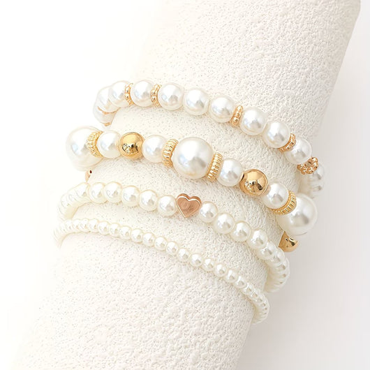 Pearl Stacking Bracelet Set of 4
