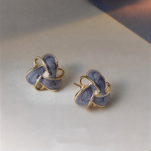 Elegant Vintage Purple Enamel Earrings