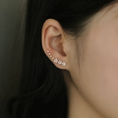 Elegant Floral Ear Climbers