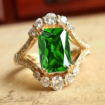 Statement Emerald Halo Ring