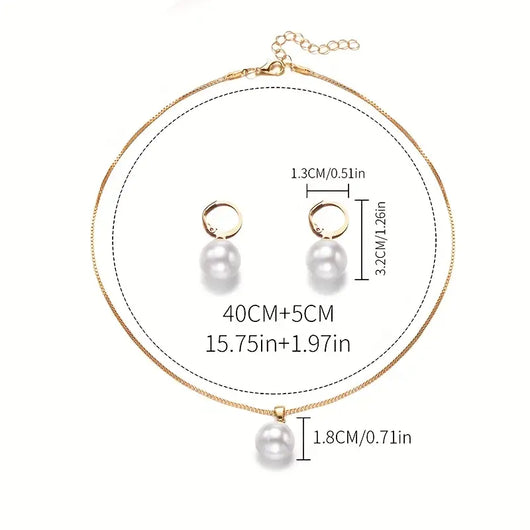 Golden Grace Pearl Jewelry Set | Gold